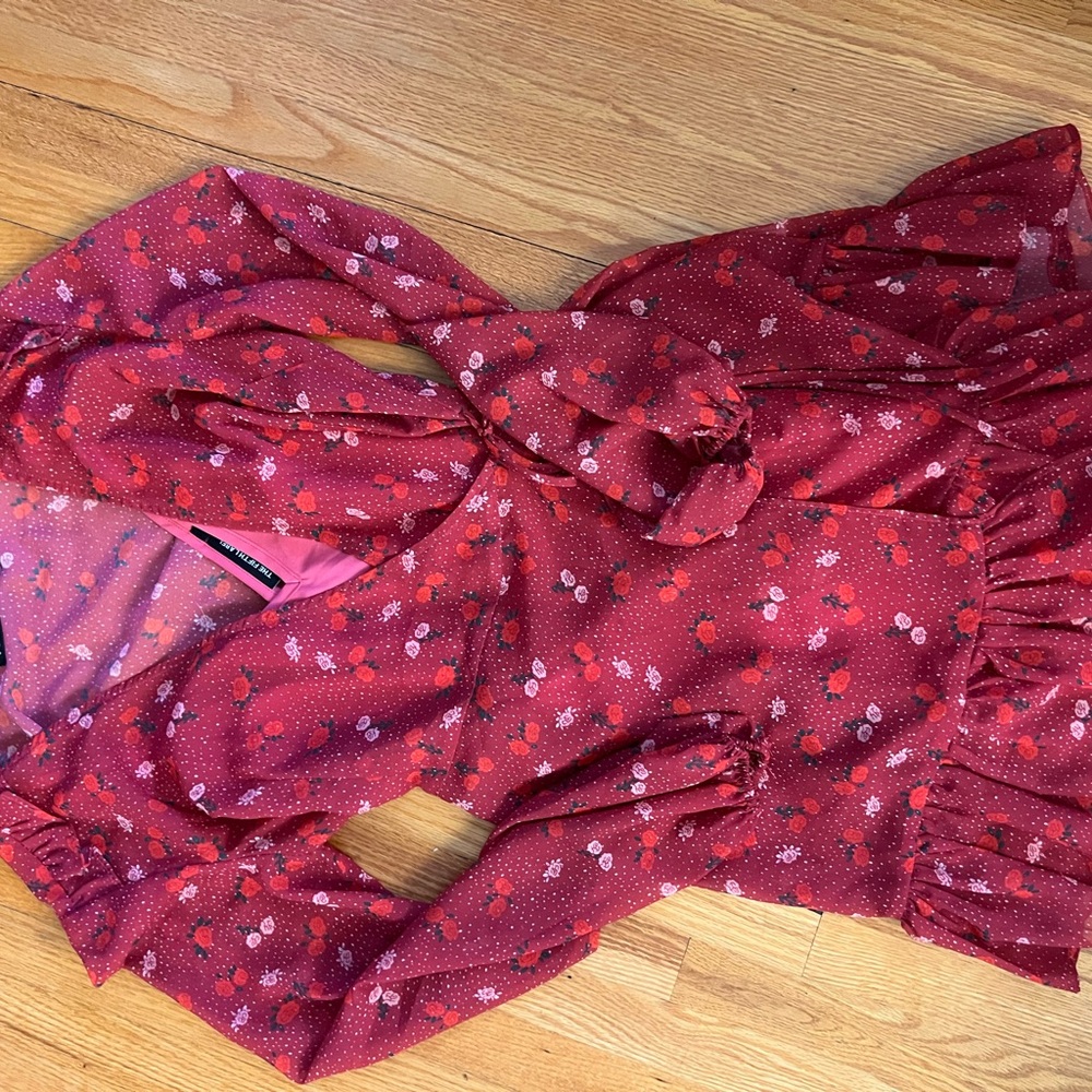 The Fifth Label Red Floral Long Sleeve Dress